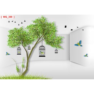 Tranh dán tường 3d tán cây xanh mát BINBIN H118 (Có in theo yêu cầu)