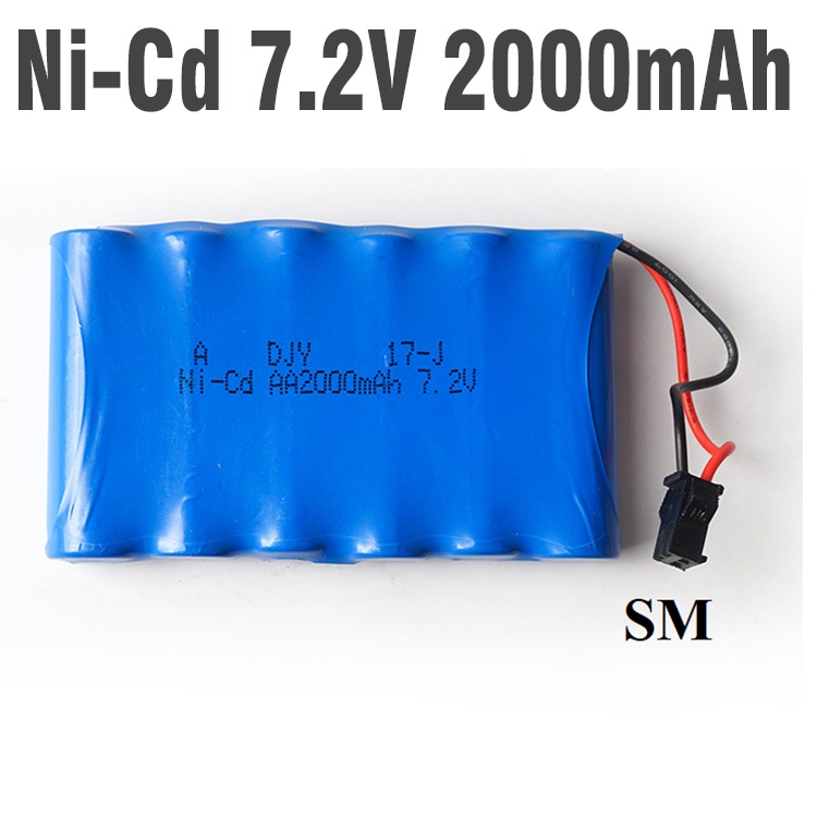 Pin sạc Ni-cd 7.2v jắc nối SM-2P dung lượng cao 2000mah dùng cho xe mô hình điều khiển từ xa