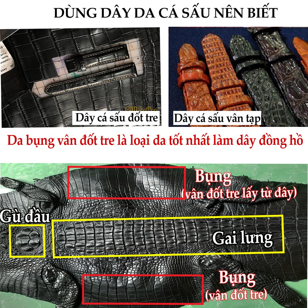 Dây apple watch da cá sấu đốt tre-khâu tay thủ công D108- dây apple watch series 3 series 4 series 5-Bụi leather