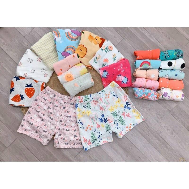 Combo 10 cái quần đùi cotton co dãn họa tiết dễ thương cho bé 10-20kg