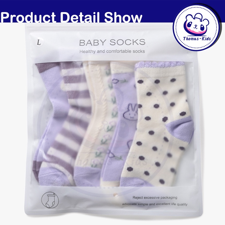 [THOAMS KIDS] Set 5 Đôi Vớ Cotton Thấm Hút Mồ Hôi In Họa Tiết Hoạt Hình Thời Trang Cho Bé Trai Và Gái