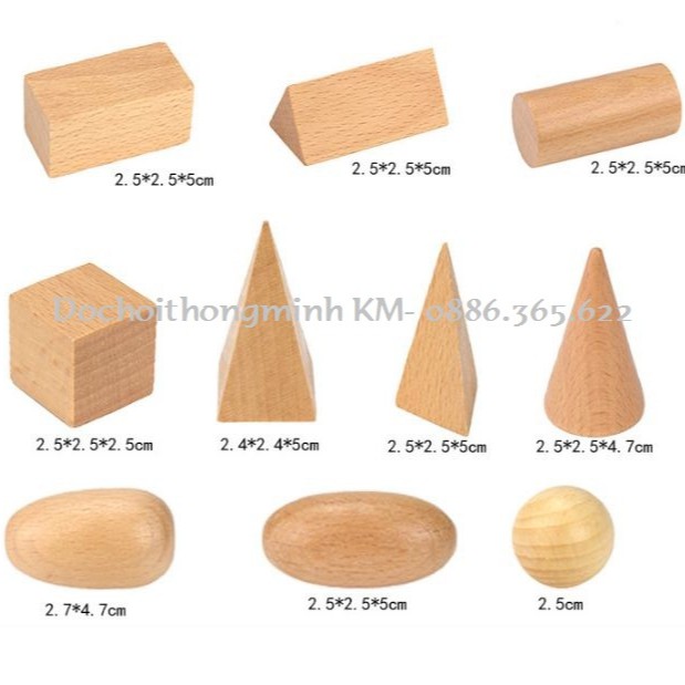 Giáo cụ Montessori_Túi bí mật chứa 10 khối hình học cơ bản_Mystery Bags: Geometric Shapes