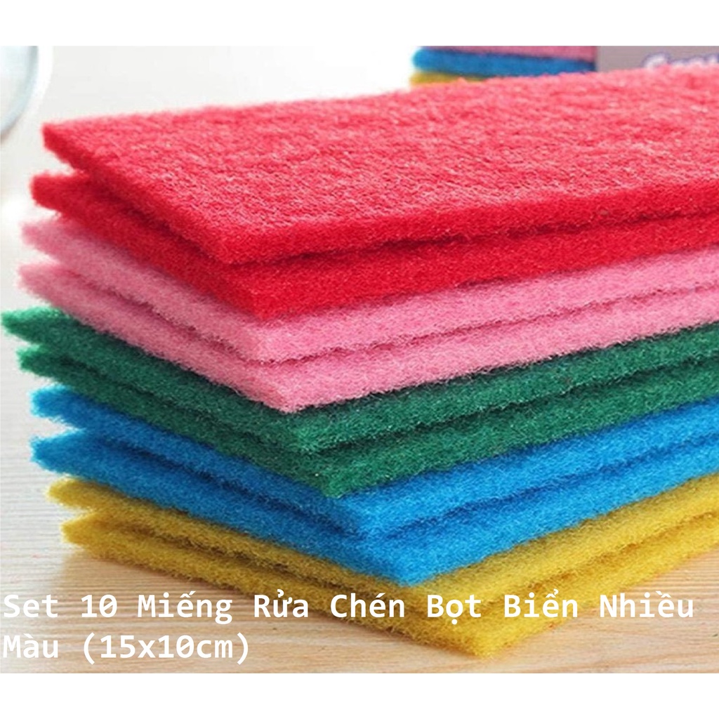 Set 10 miếng rửa chén bọt biển nhiều màu