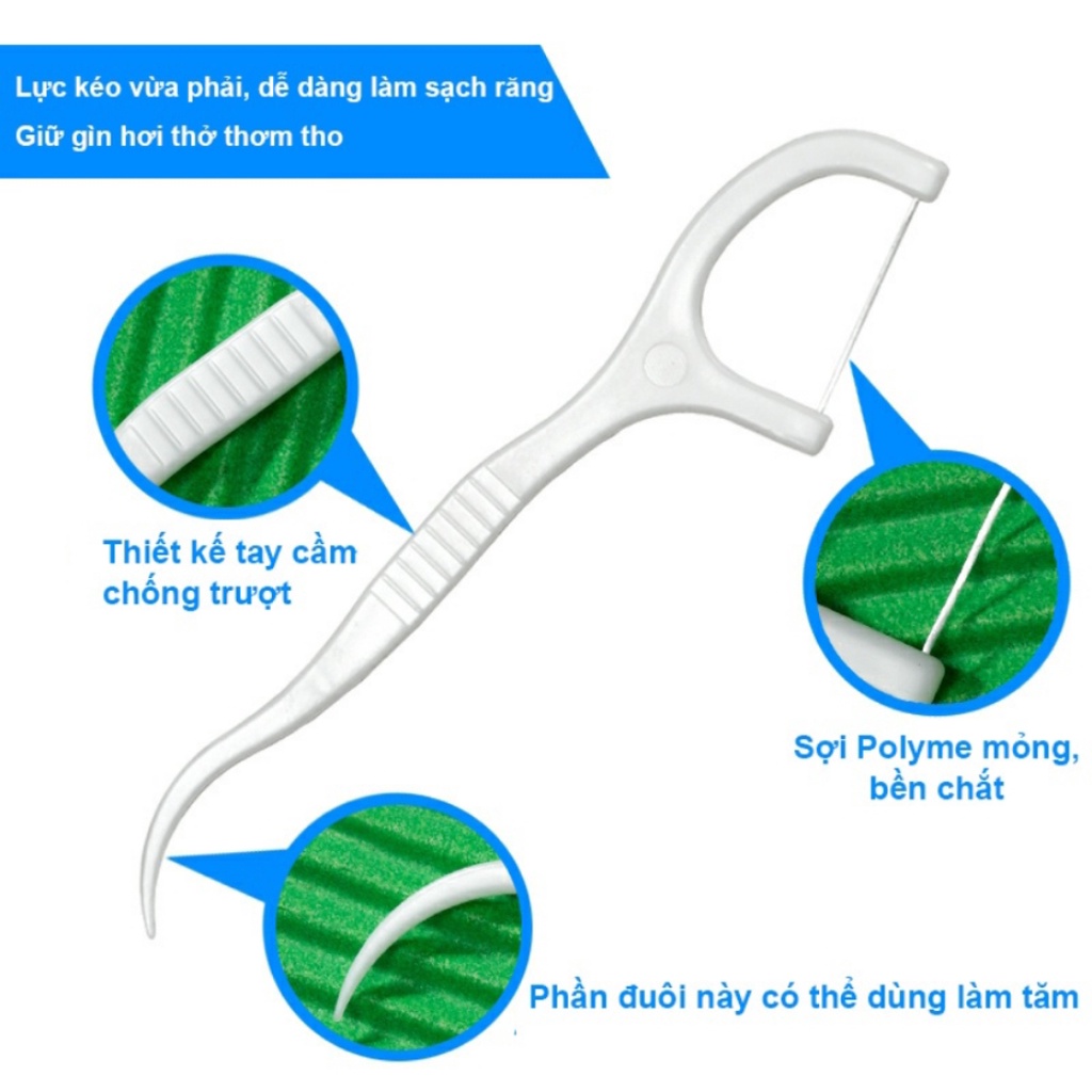 Tăm chỉ nha khoa tiệt trùng hộp 50 cây - Tăm nha khoa vệ sinh kẽ răng chân nướu chuyên dụng