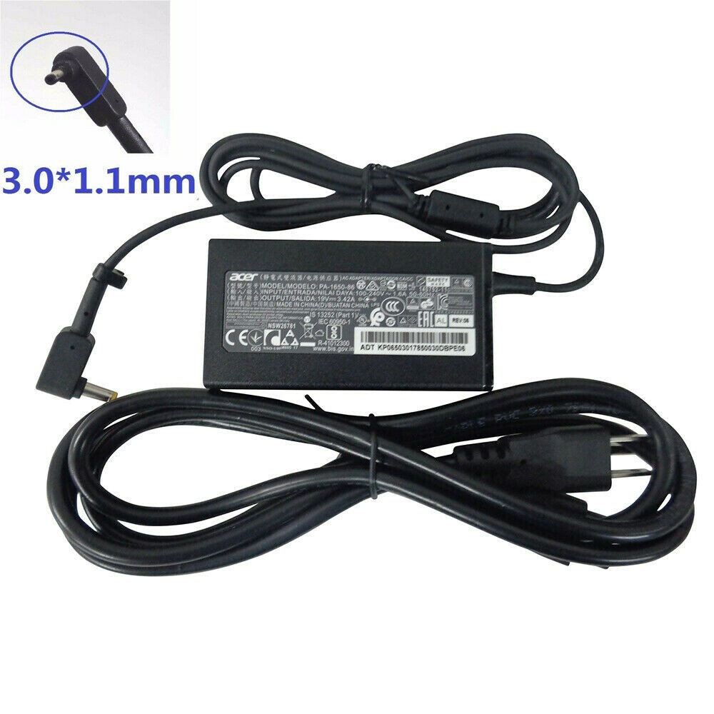 Sạc laptop Acer 19V-3.42 A/ chân nhỏ ZIN 3,0mm 3.0MM*1.1MM Bảo hành 12 tháng