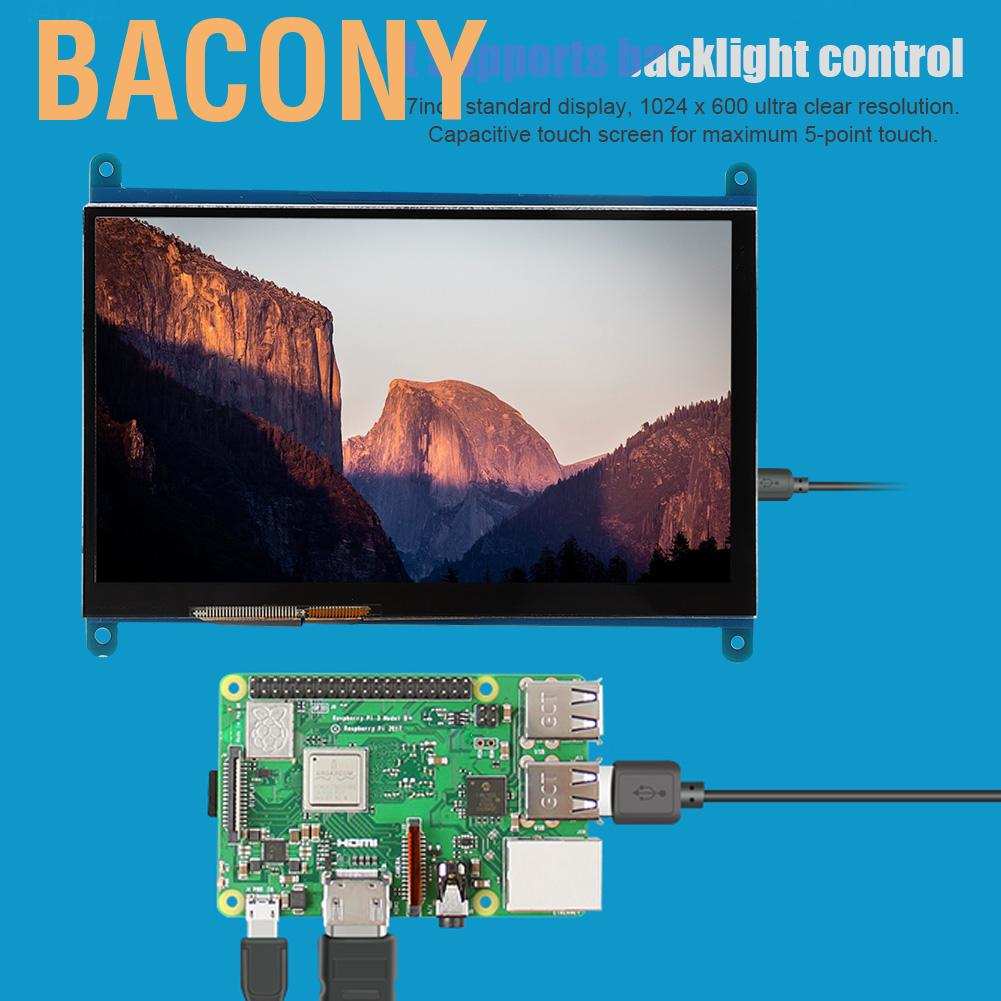 Bacony Capacitive Touch Screen  Ultra HD 1024x600 164.9 X 124.27Mm 7-Inch LCD for Raspberry Pi | BigBuy360 - bigbuy360.vn
