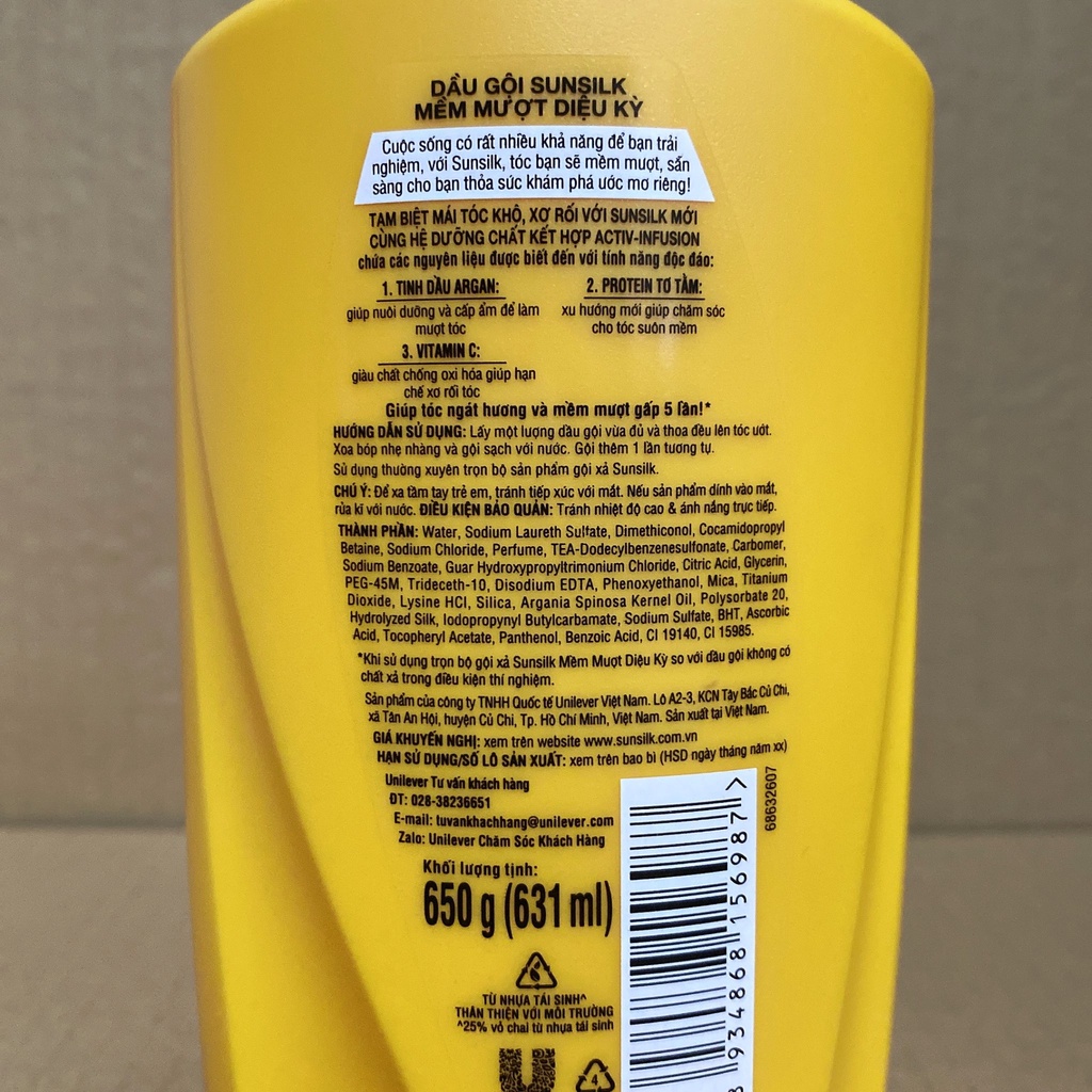 COMBO DẦU GỘI SUNSILK 650g + DẦU XẢ SUNSILK 640g MỀM MƯỢT DIỆU KỲ