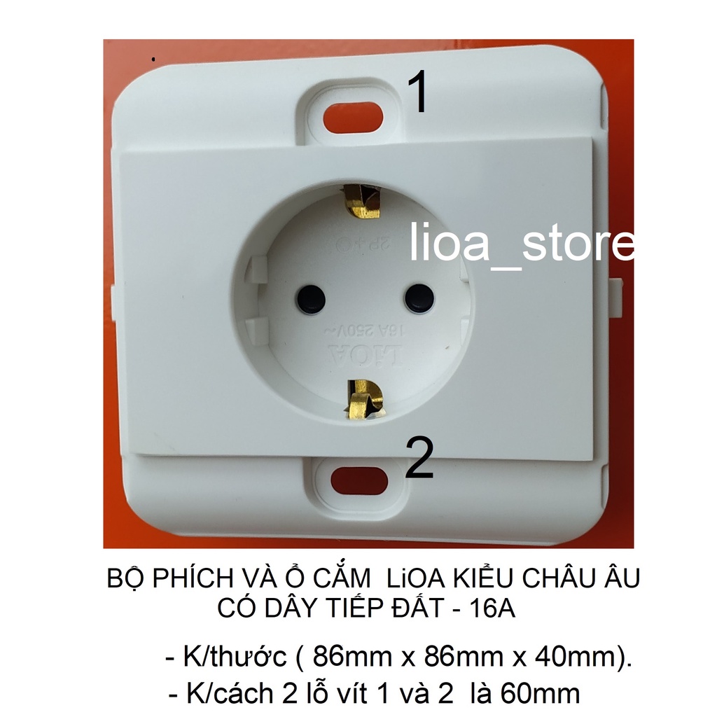 Ổ CẮM ÂM CHÂU ÂU  LiOA - 16A CÓ DÂY TIẾP ĐẤT.