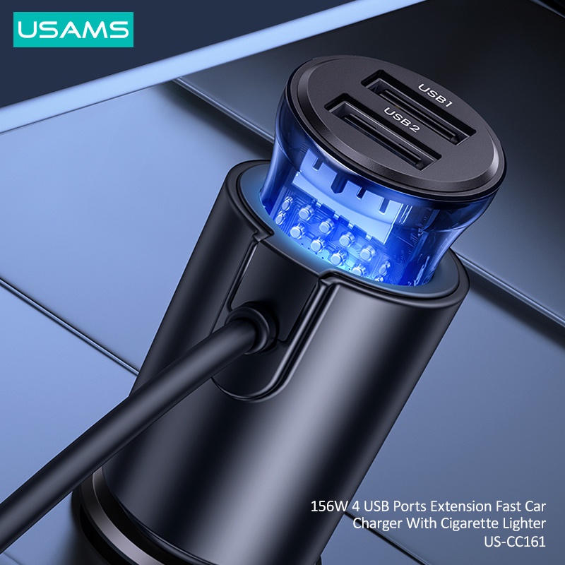 Usams Tẩu Sạc Nhanh 4 Cổng USB 156W Kèm Dây Cáp Dài 1m Cho Điện Thoại / Máy Tính Bảng / Laptop