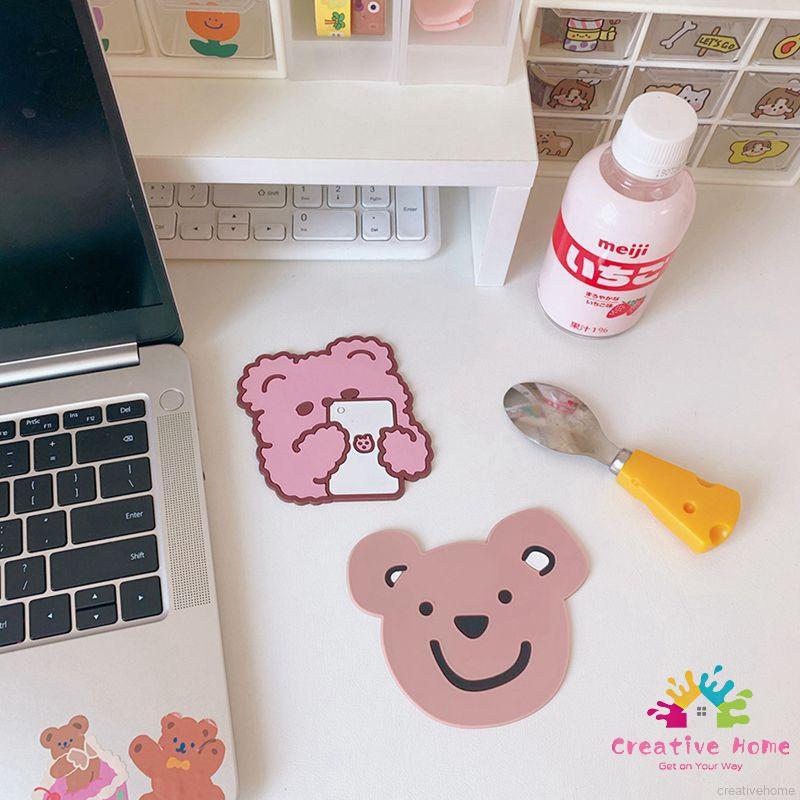 Miếng Lót Ly Chống Trượt Hình Thỏ Gấu Con Dễ Thương