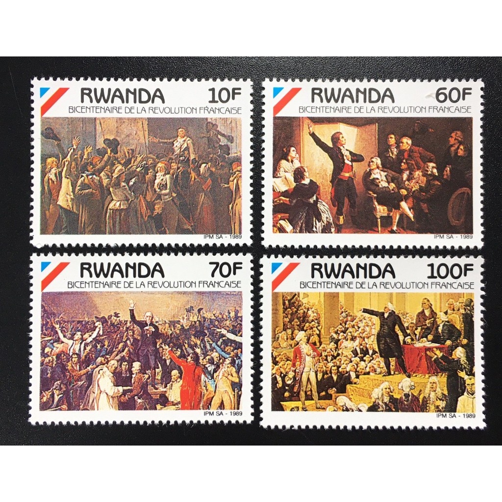 Bộ Tem Rwanda Cách Mạng France - 4 con.