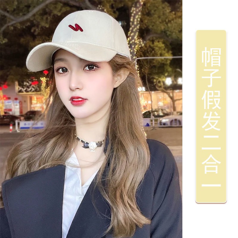 Tóc giả◊☊♤Wig female long hair cap one summer fashion mid-length curly big wavy natural full headgear