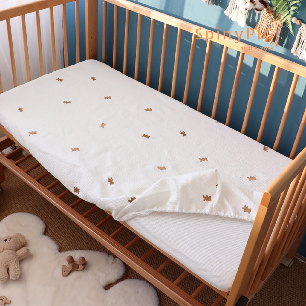 Ga bọc nệm cũi, ga trải giường cho bé hàng cao cấp vải Waffle style Hàn Quốc cực đẹp