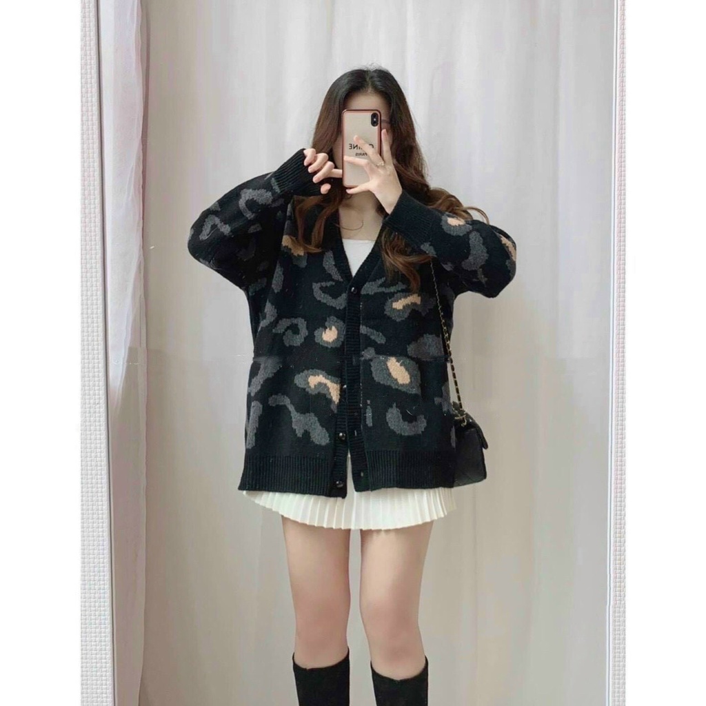 Áo Cardigan Nữ Hàn Quốc, Cadigan Len Hoạ Tiết Hàn Quốc