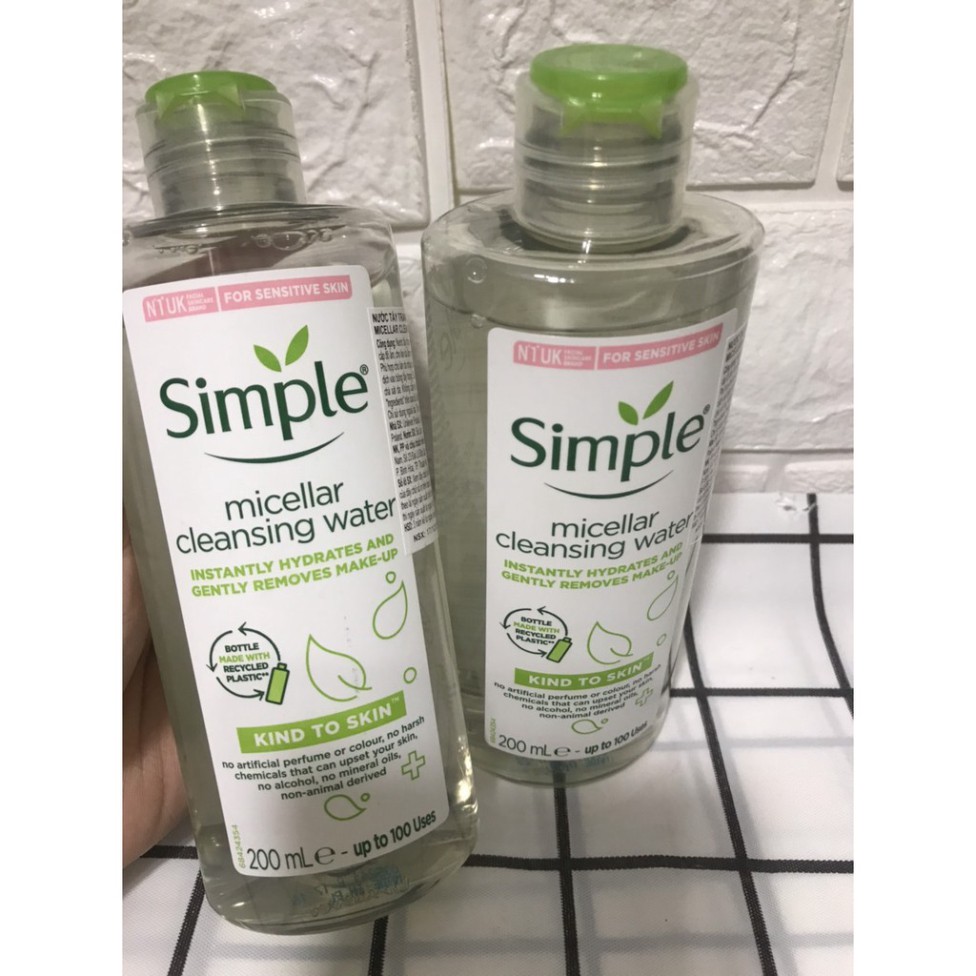 [HÀNG CHUẨN CHÍNH HÃNG DKSH] Nước Tẩy Trang Simple Micellar Cleansing Water 200ml