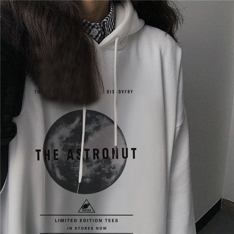 ZHELIHANGFEI Áo Sweater Dáng Rộng In Hình Trái Đất Phong Cách Preppy