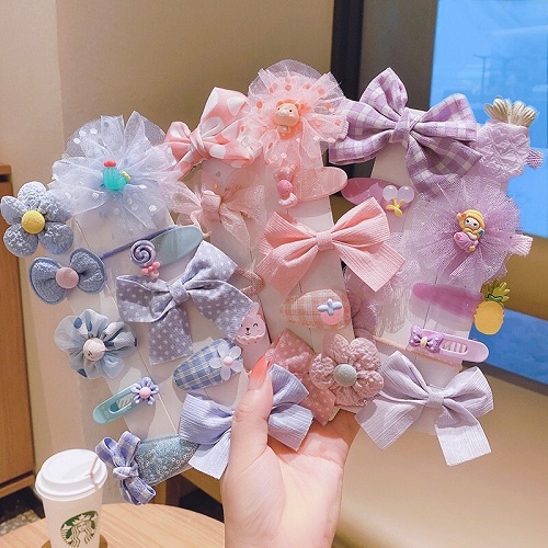 [Công Chúa Nhỏ] Set 10 Kẹp Nơ Công Chúa Vải Xinh Xắn Đáng Yêu Cho Bé Gái Phong Cách Hàn Quốc Nhiều Màu