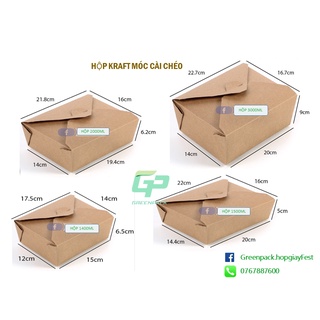 20 Hộp Kraft móc cài nhiều size đựng thức ăn/ đựng bánh Takeaway