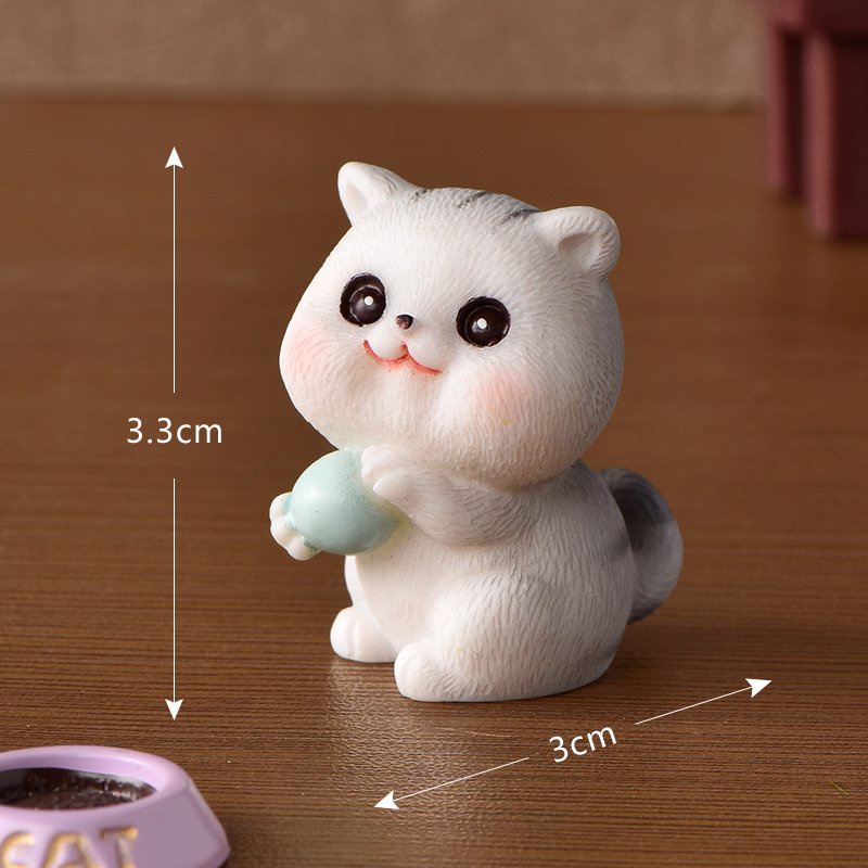 Phụ kiện tiểu cảnh mèo con nghịch ngợm trang trí nhà cửa,Chậu cây để bàn, Làm móc khóa quà tặng đáng yêu