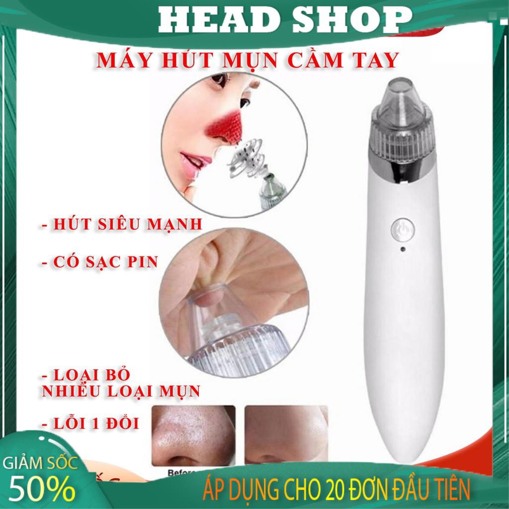 MÁY HÚT MỤN cầm tay CAO CẤP 5 mức độ pin sạc tặng nhiều đầu hút mã 8001 HEADSHOP