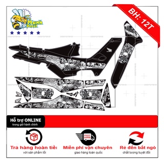 Ten rời xe wave nhỏ đời đầu thỏ rabbits dán xe đen