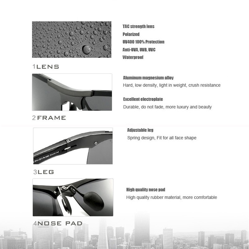 Phụ kiện thời trang Kính râm phân cực nhôm magiê nam VEITHDIA 6518