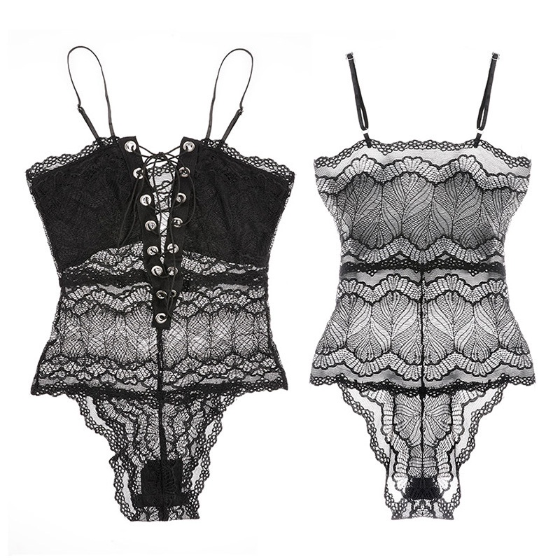 Bodysuit áo ngủ 2 dây đan dây ngực sexy gợi cảm đồ lót liền thân ren xuyên thấu quyến rũ cá tính BIKI HOUSE N902 - HCM