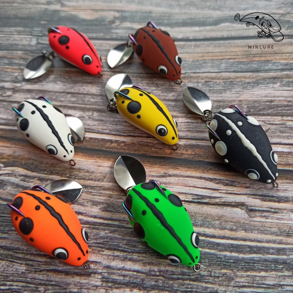 Mồi giả câu lure cá lóc nhái hơi sóc chuột lưỡi độ titan chuyên câu lure cá chuối cá sộp ruộng lúa nước lụt đập tự nhiên
