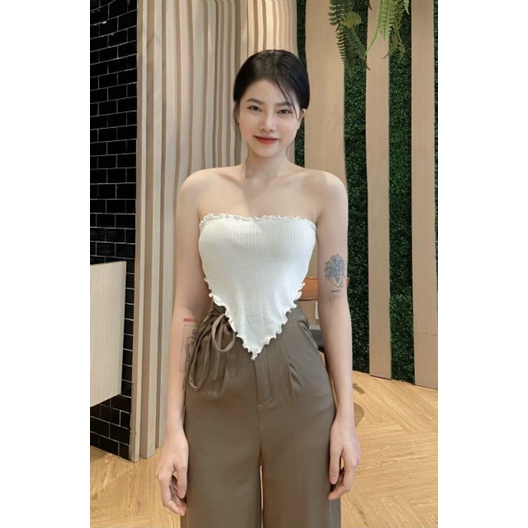 Áo ống vạt nhọn có dây trang trí đằng sau áo shop TieLi