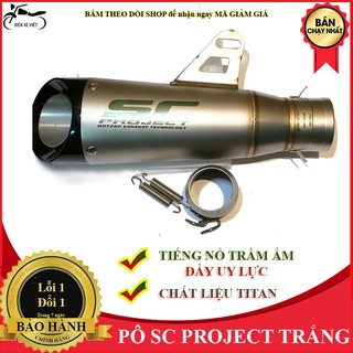 [CÓ VIDEO] Pô SC PROJECT màu TRẮNG chất liệu TITAN với chỉ hàn ánh xanh đường nét sắc sảo, TIẾNG PÔ UY LỰC