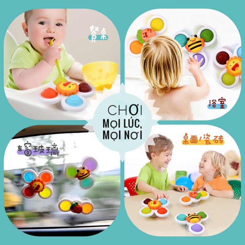 Đồ chơi set 3 con quay chong chóng dính tường cho bé kích thích thị giác và phát triển trí tuệ