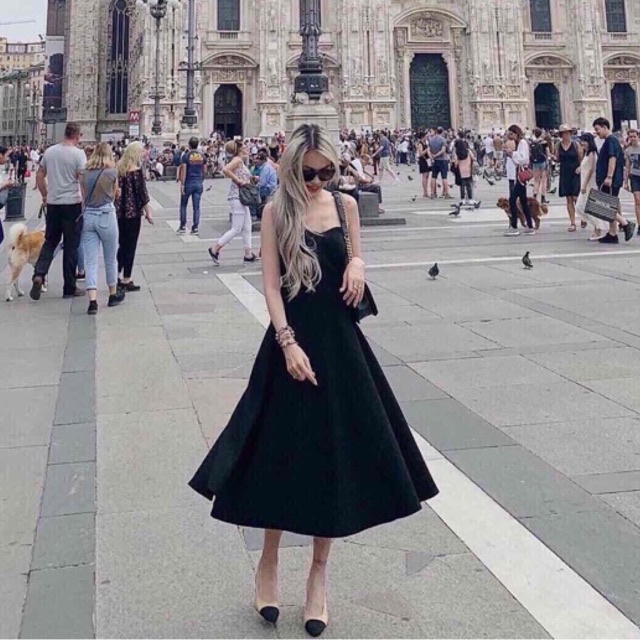 ĐẦM MAXI ĐEN 2S ĐAN CHÉO LƯNG kt