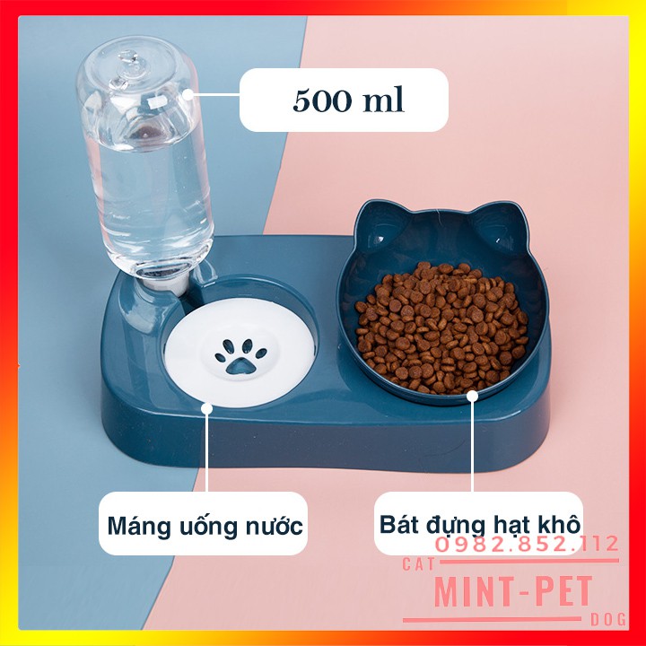 Bát Ăn Chống Lật Kèm Bình Nước Tự Động Mèo #MintPet