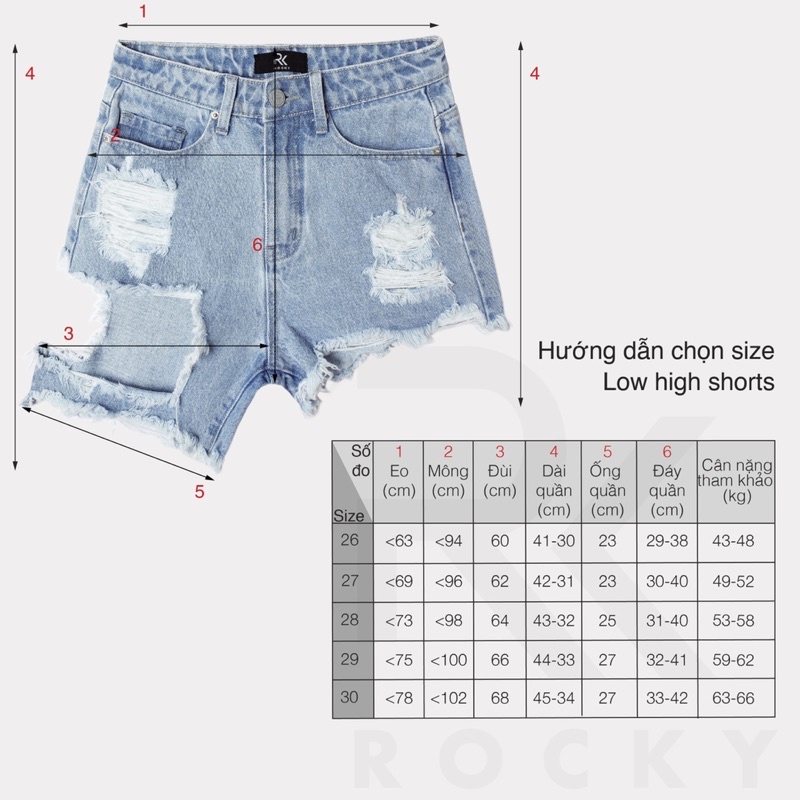 Short rách cá tính lowhigh jeans
