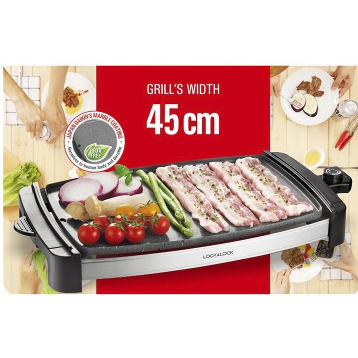 Vỉ Nướng Điện Phủ Đá Hoa Cương Cao Cấp Lock&Lock Hàn Quốc EJG211BLK 1800W
