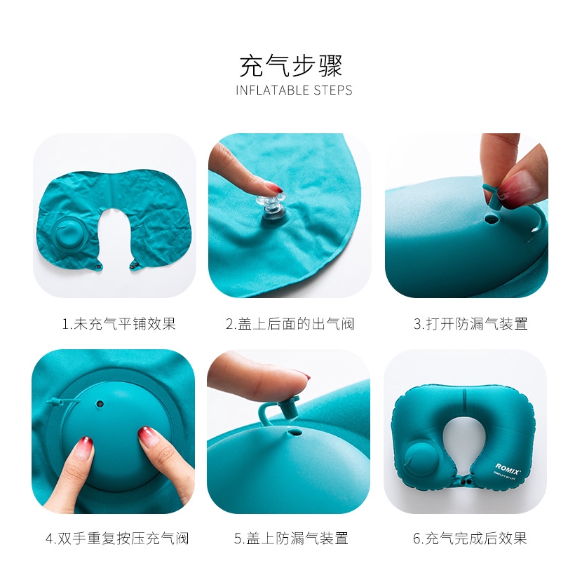 Gối hơi tự động hình chữ U dùng trong du lịch