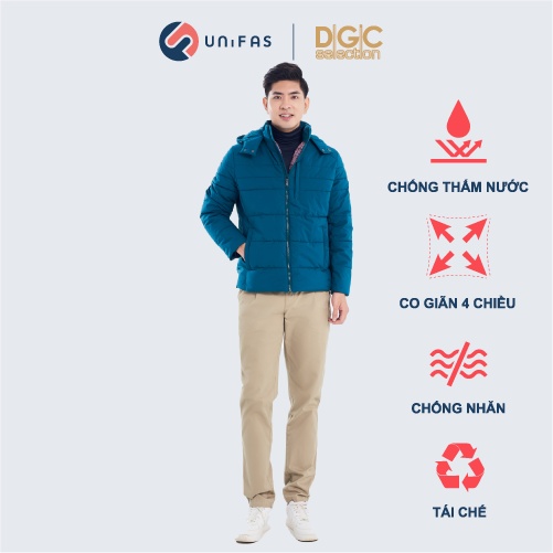 Áo khoác nam mũ rời chần bông ngang 3 lớp, phối họa tiết lót trong cao cấp DGCs - WAJKBA11M