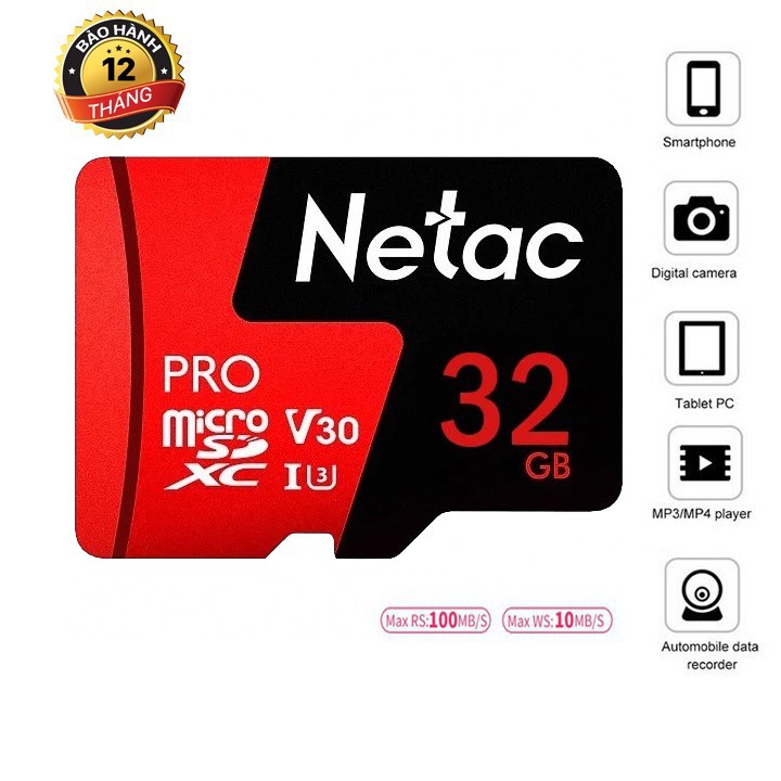 Thẻ nhớ Netac 32Gb Class 10 các loại sử dụng cho camera, điện thoại, máy tính bảng, tai nghe, loa bluetooth | WebRaoVat - webraovat.net.vn