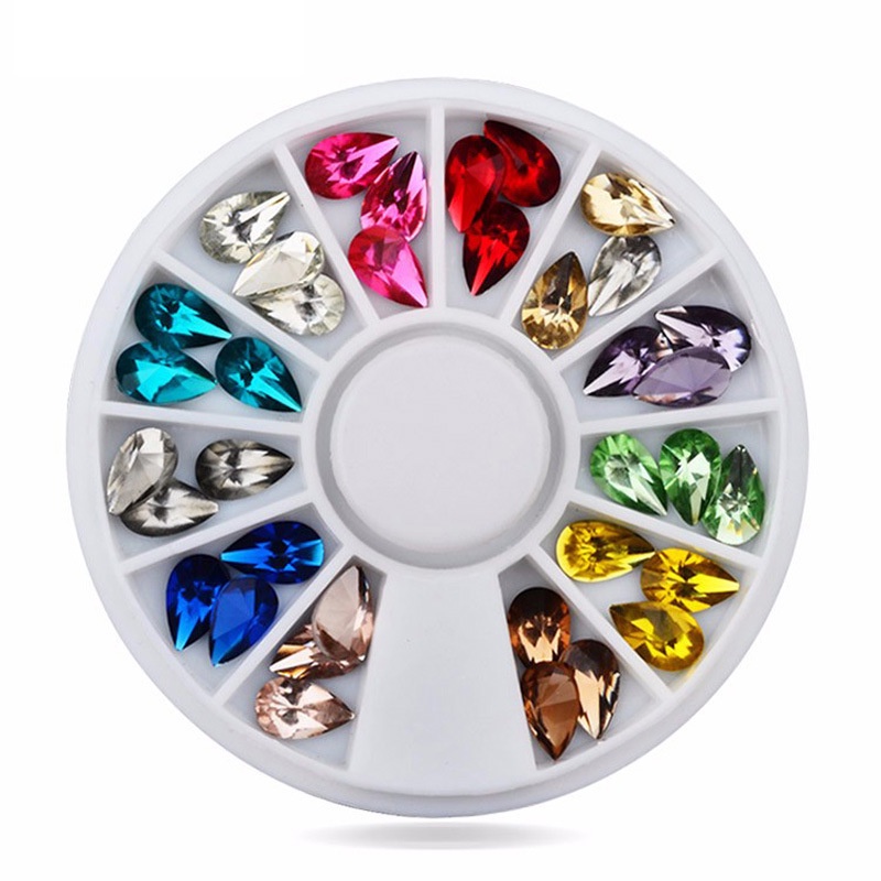 Đá nail đính móng YHB khay mix 12 màu Yapas crytal , đá khối ngọc trai nửa gắn móng trang trí nail siêu sáng