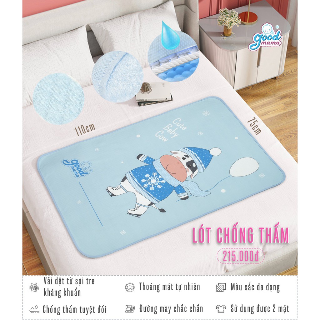 Miếng (tấm) lót chống thấm 4 lớp cotton cao cấp xuất khẩu Goodmama
