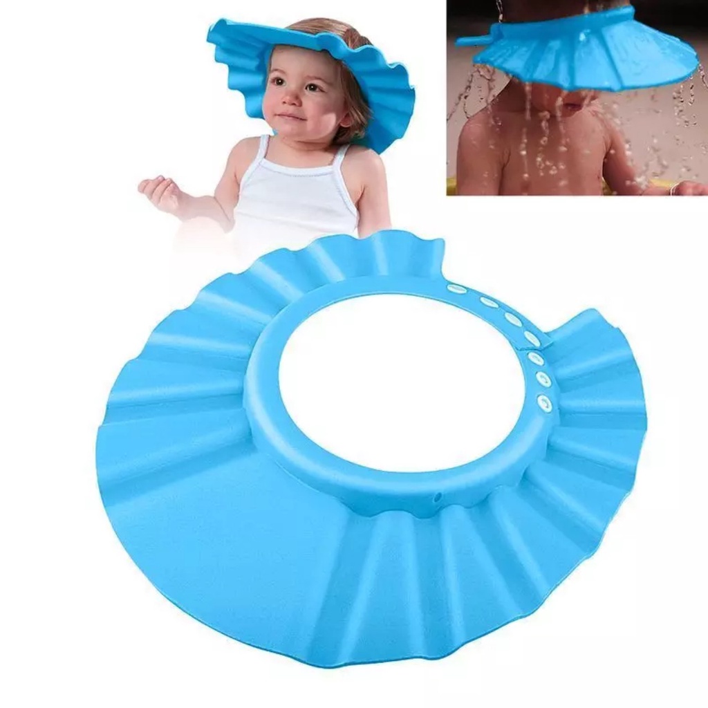 Mũ tắm chắn nước gội đầu, che nắng, nón tắm cho bé có điều chỉnh vòng đầu