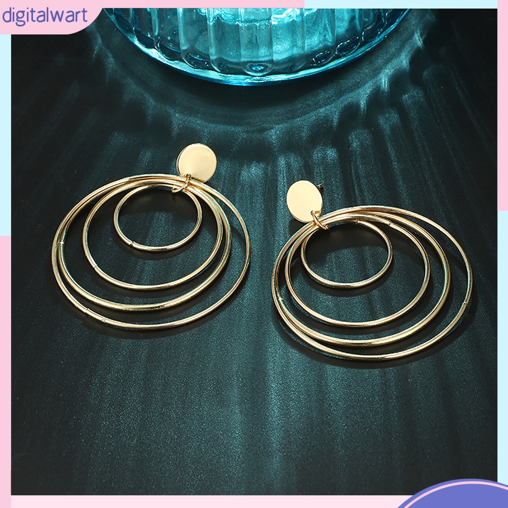 Khuyên tai vòng tròn nhiều lớp phong cách cổ điển thanh lịch dành cho nữ