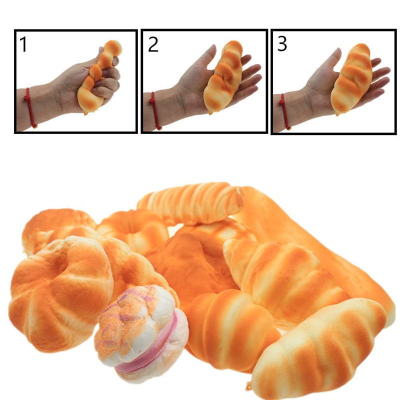 Đồ chơi nắn bóp đàn hồi hình bánh mì lát dùng giảm căng thẳng