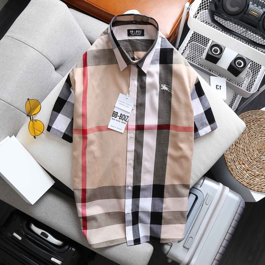 BIGSIZE - Áo sơ mi BBR nam tay ngắn caro bigsize nhiều mẫu form 80-135kg