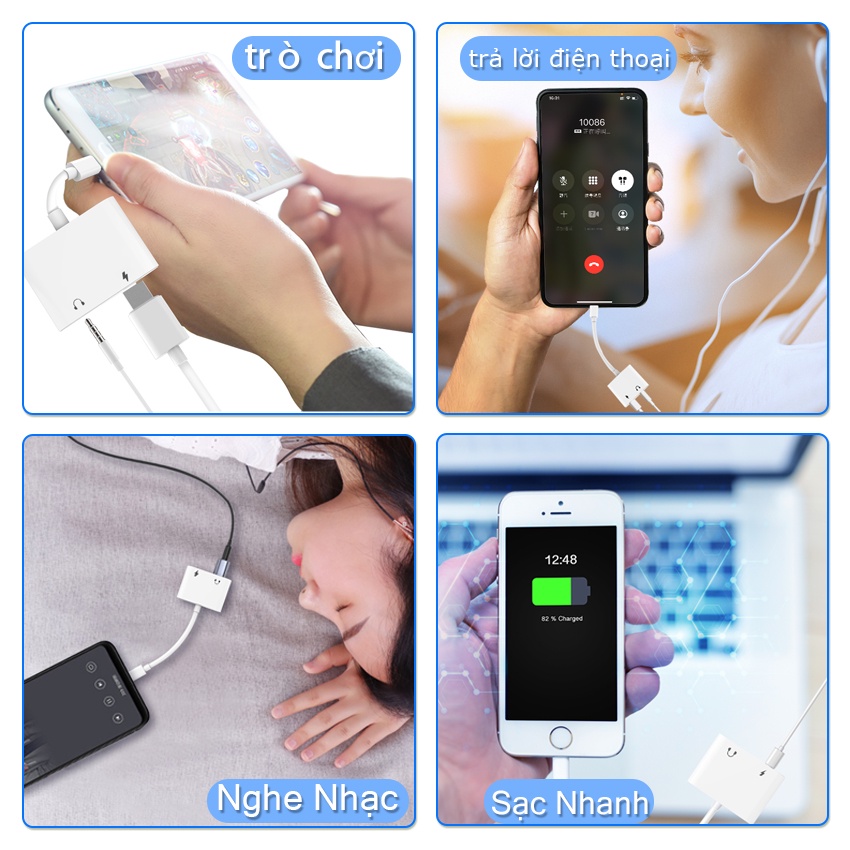 Feinodi giắc chuyển đổi USB/Type C sang 3.5mm tai nghe bộ sạc nhanh pd Jack chia cổng cho xiaomi HUAWEI Samsung