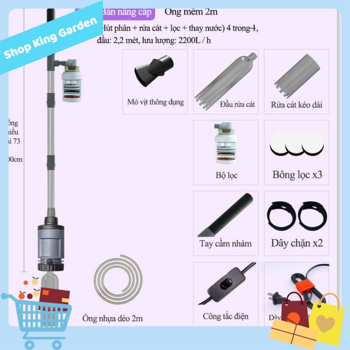 King's Garden - 4 IN 1Máy thay nước rửa cát bằng điệnHút phân, rửa cát, bơm nước, thêm nước, một máy đa năng