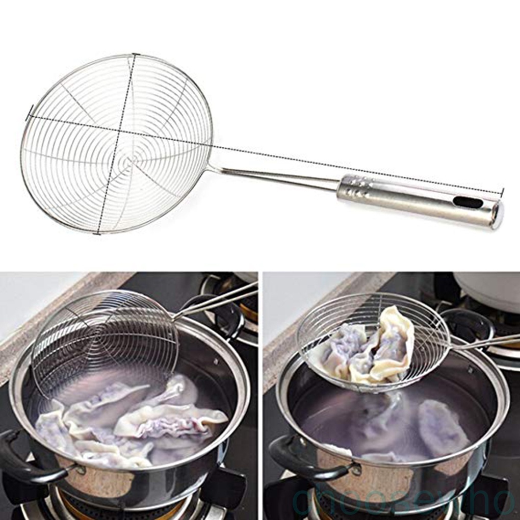 Rây lọc bằng thép không gỉ có tay cầm dài tiện dụng cho nhà bếp