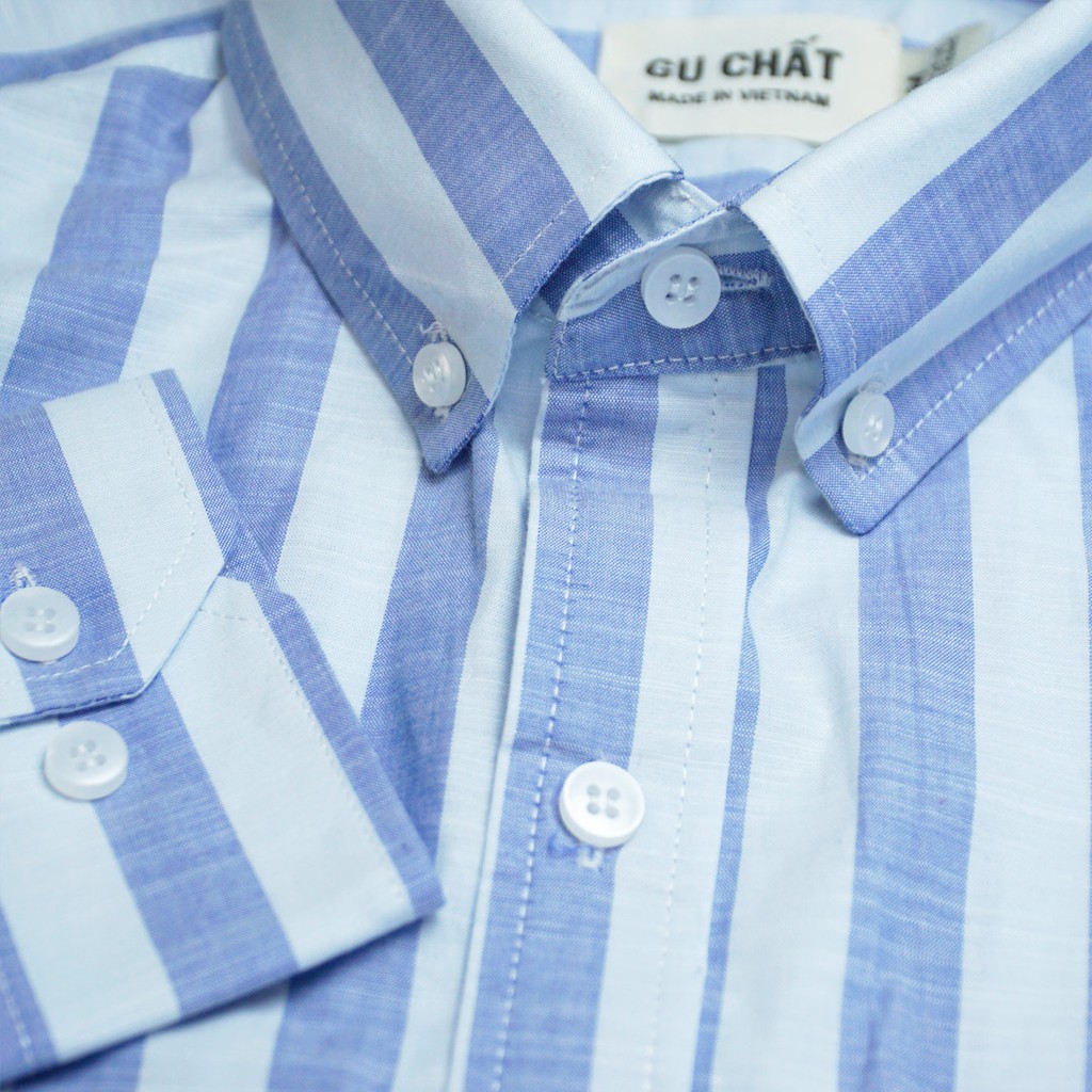 Áo Sơ Mi Dài Tay 2 Màu Kẻ Sọc GU CHẤT, Vải Cotton Đẹp Thời Trang Trẻ Trung Năng Động GUSM12