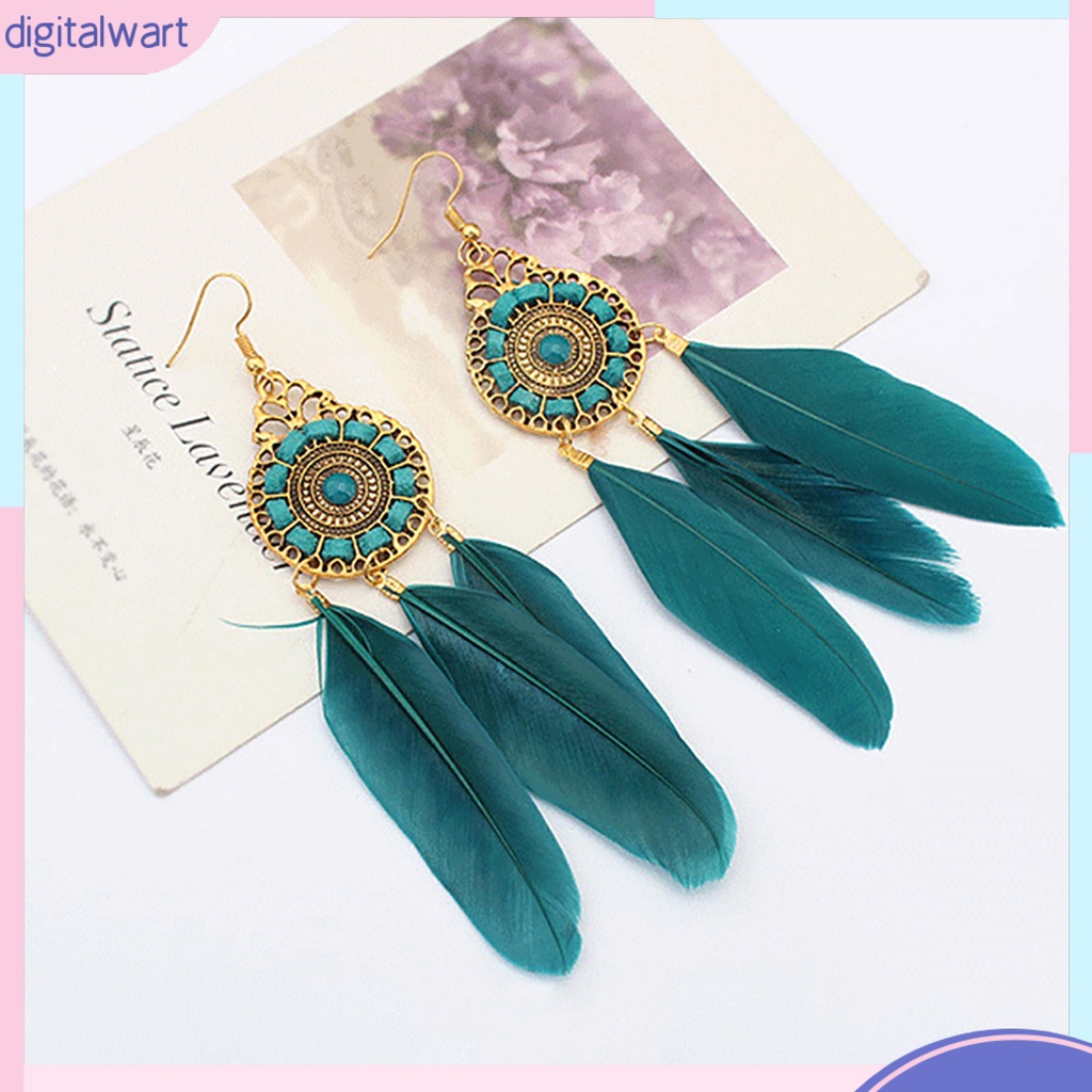 Đôi bông tai họa tiết lông vũ kiểu dáng vintage cho nữ