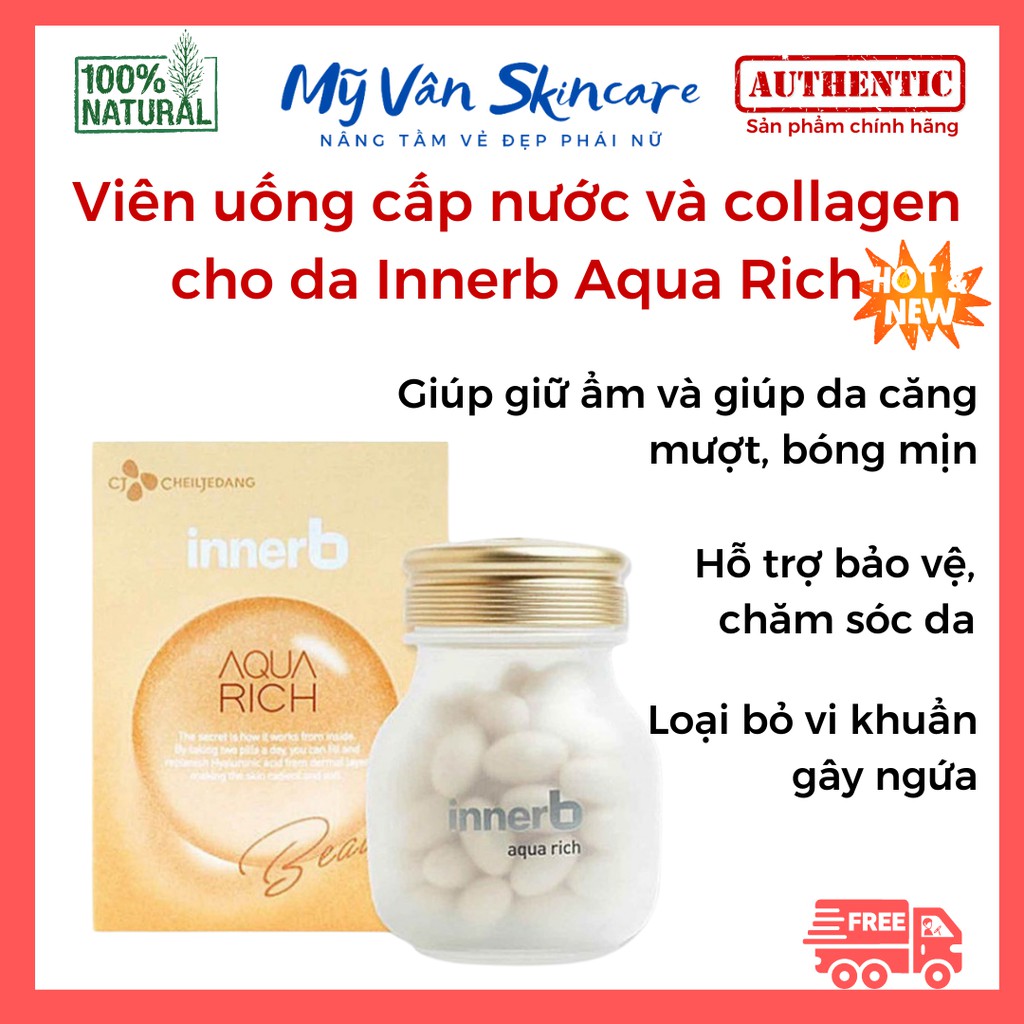 Viên uống cấp nước và collagen cho da Innerb Aqua Rich - MY VANS BEAUTY
